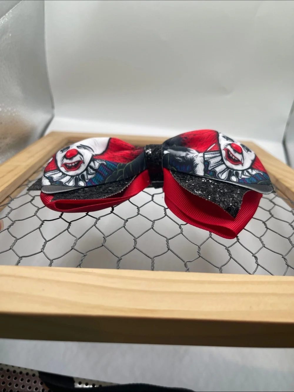Handmade Spooky Clown Hair Bow